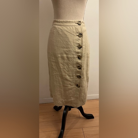 Vintage Dresses & Skirts - Vintage 90's beige midi pencil skirt buttons